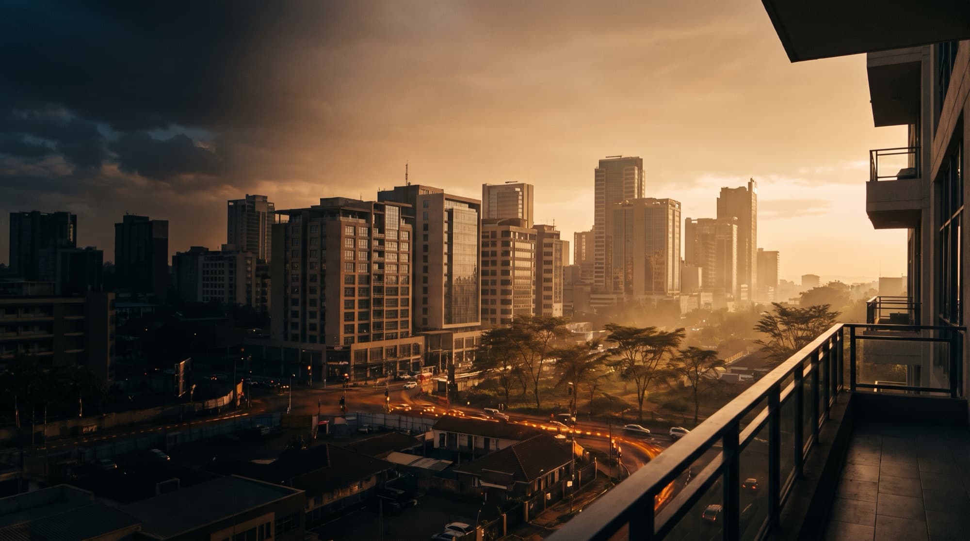 Golden-hour skyline of a modern South African metropolis