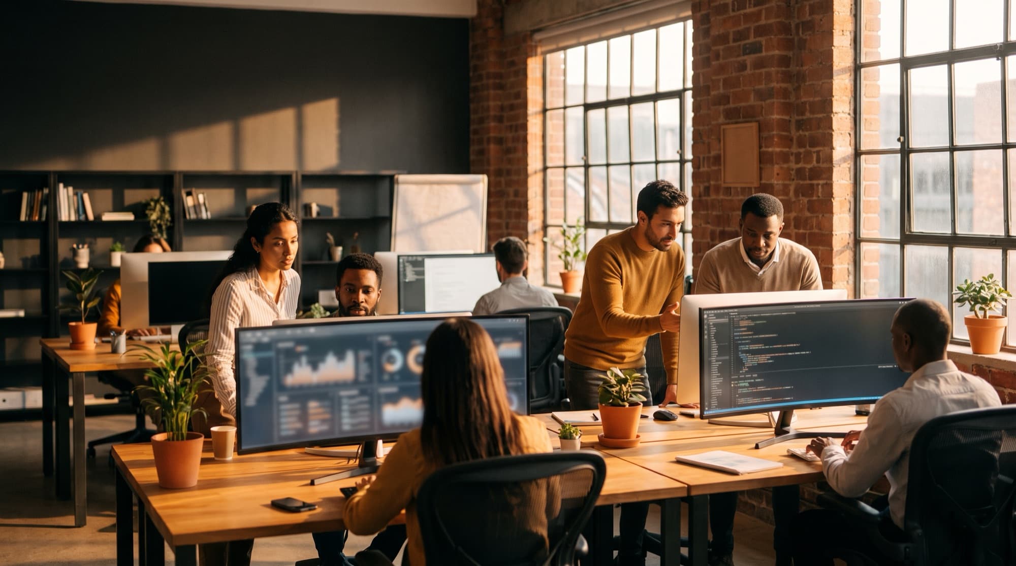 A modern SaaS product workspace in warm light